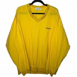 Vintage IZOD Yellow Windbreaker Jacket Size L Zip Pockets 90s Retro